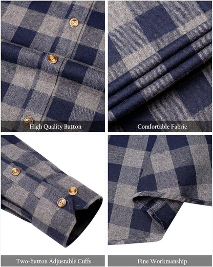 💫Clearance Sale🔥Men's Flannel Shirt Long Sleeve Button Down 100% Cotton