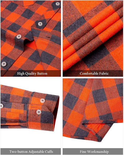 💫Clearance Sale🔥Men's Flannel Shirt Long Sleeve Button Down 100% Cotton