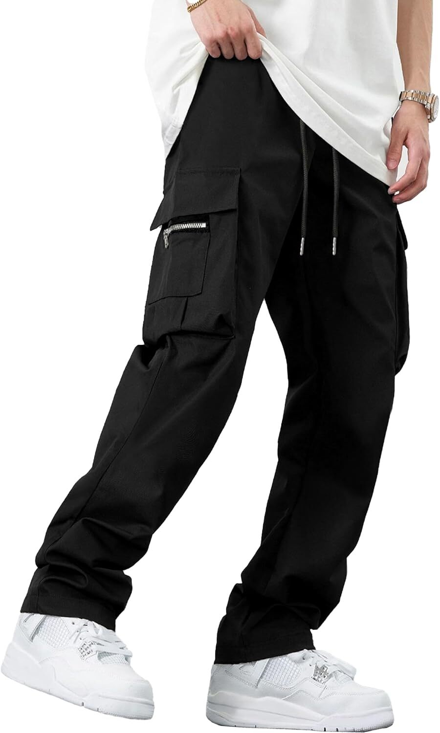 🔥6-PACKS $24.89 Men's Plus Size Casual Solid Color Drawstring Overalls