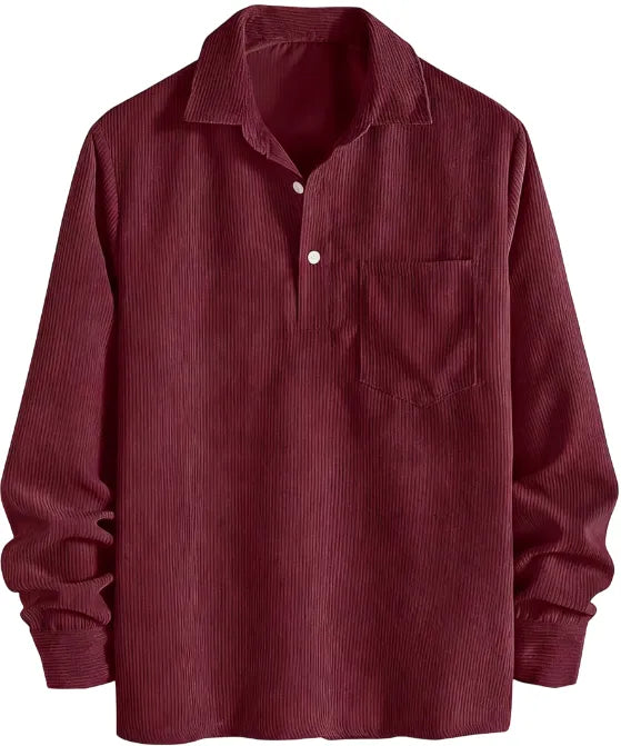 🔥 Best Price Today Only🔥Men's Plain Pocket Half Button Corduroy Shirt – Grab Yours Now! ⏰