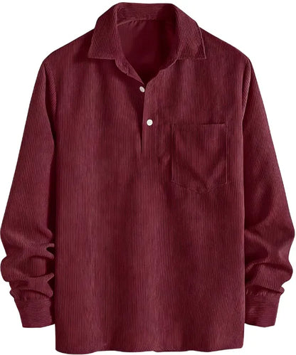 🔥 Best Price Today Only🔥Men's Plain Pocket Half Button Corduroy Shirt – Grab Yours Now! ⏰