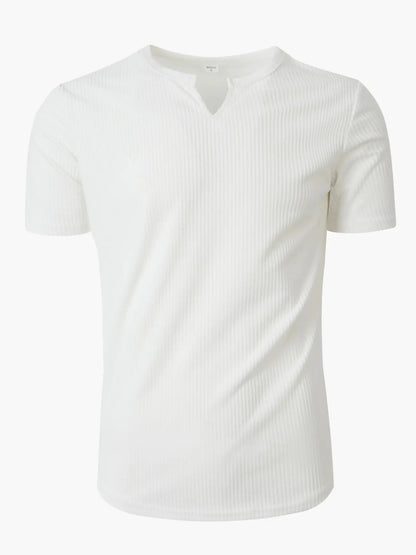 Men's Vertical Striped V-Neck Short Sleeve T-Shirt