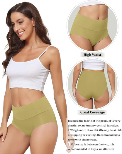 Women's High Waist Seamless Underwear Full Coverage Brief No Show Panties Sexy Comfortable Pantie Multi Pack L-8XL