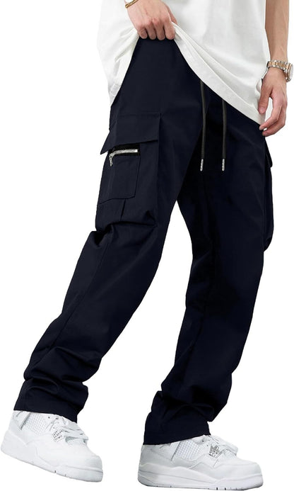 🔥6-PACKS $24.89 Men's Plus Size Casual Solid Color Drawstring Overalls