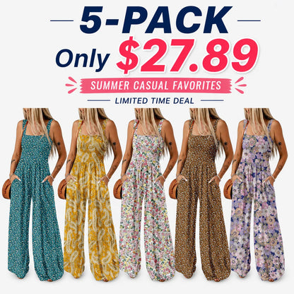 Women’s Casual Print Sleeveless Overalls Jumpsuits