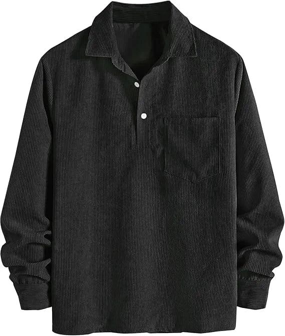 🔥 Best Price Today Only🔥Men's Plain Pocket Half Button Corduroy Shirt – Grab Yours Now! ⏰