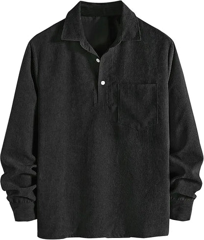 🔥 Best Price Today Only🔥Men's Plain Pocket Half Button Corduroy Shirt – Grab Yours Now! ⏰