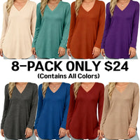 Solid-color V-neck