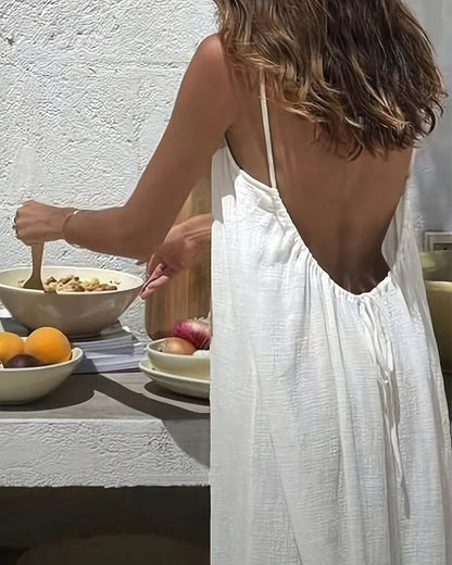 🎁LAST DAY SALE 89% OFF 🔥Women's Solid Color Backless Cami NightDress
