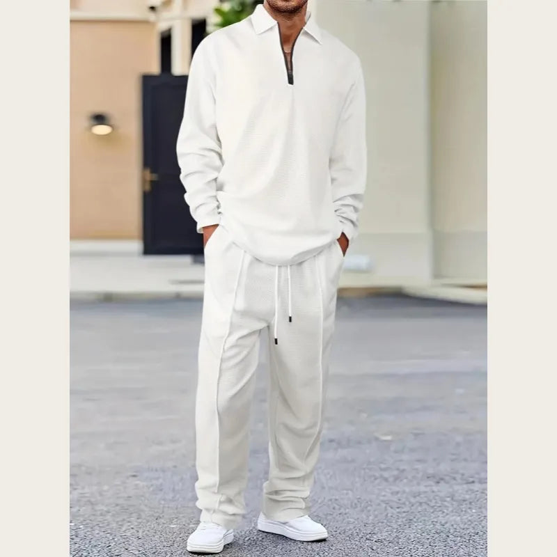 Men's solid color checkered casual suit