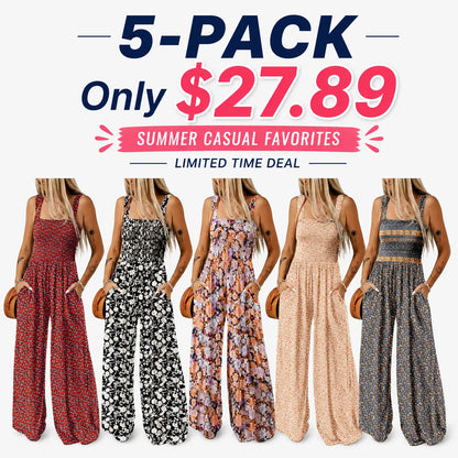 Women’s Casual Print Sleeveless Overalls Jumpsuits