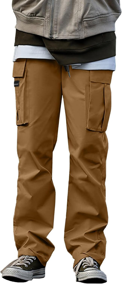 🔥6-PACKS $24.89 Men's Plus Size Casual Solid Color Drawstring Overalls