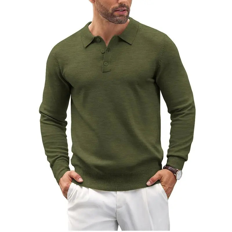🔥Last Day Promotion🔥Men's Long Sleeve Knit Polo Shirt