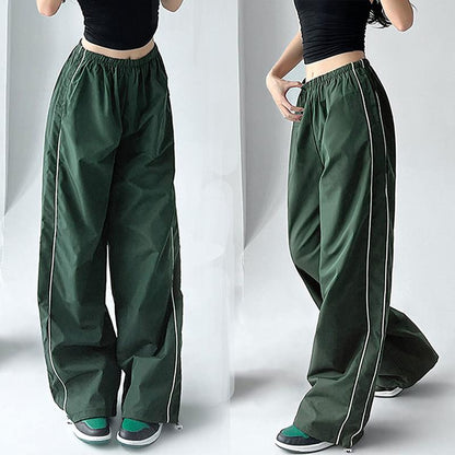 Women's Parachute Wideleg Pants Baggy Y2K Elastic Waist Wide Leg Track Pants Trousers Casual