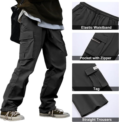 🔥6-PACKS $24.89 Men's Plus Size Casual Solid Color Drawstring Overalls