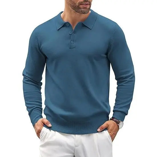 🔥Last Day Promotion🔥Men's Long Sleeve Knit Polo Shirt
