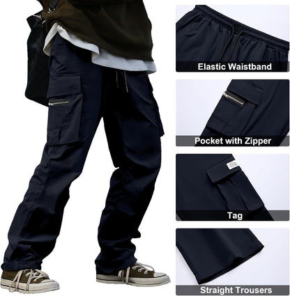 🔥6-PACKS $24.89 Men's Plus Size Casual Solid Color Drawstring Overalls