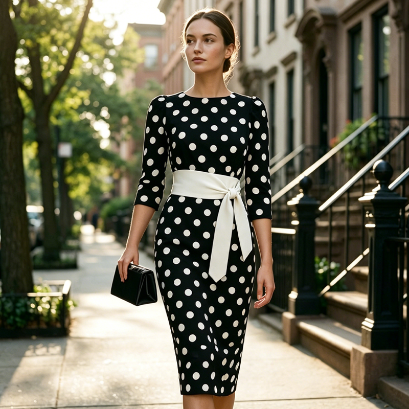 Women's Retro Elegant Polka Dot Dress