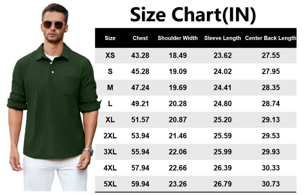 🔥 Best Price Today Only🔥Men's Plain Pocket Half Button Corduroy Shirt – Grab Yours Now! ⏰