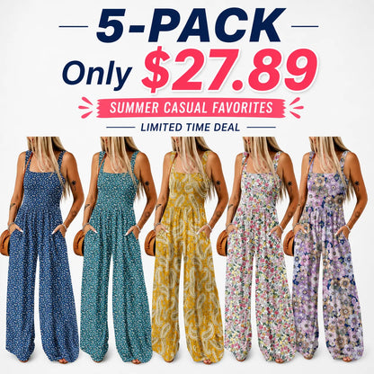 Women’s Casual Print Sleeveless Overalls Jumpsuits