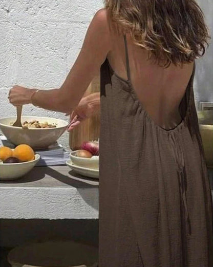 🎁LAST DAY SALE 89% OFF 🔥Women's Solid Color Backless Cami NightDress