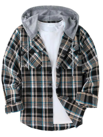 [Plus Size]Tall and Fat Plaid Patchwork Hooded Jacket Comfort. Warmth. Confidence — Designed for Every Body.