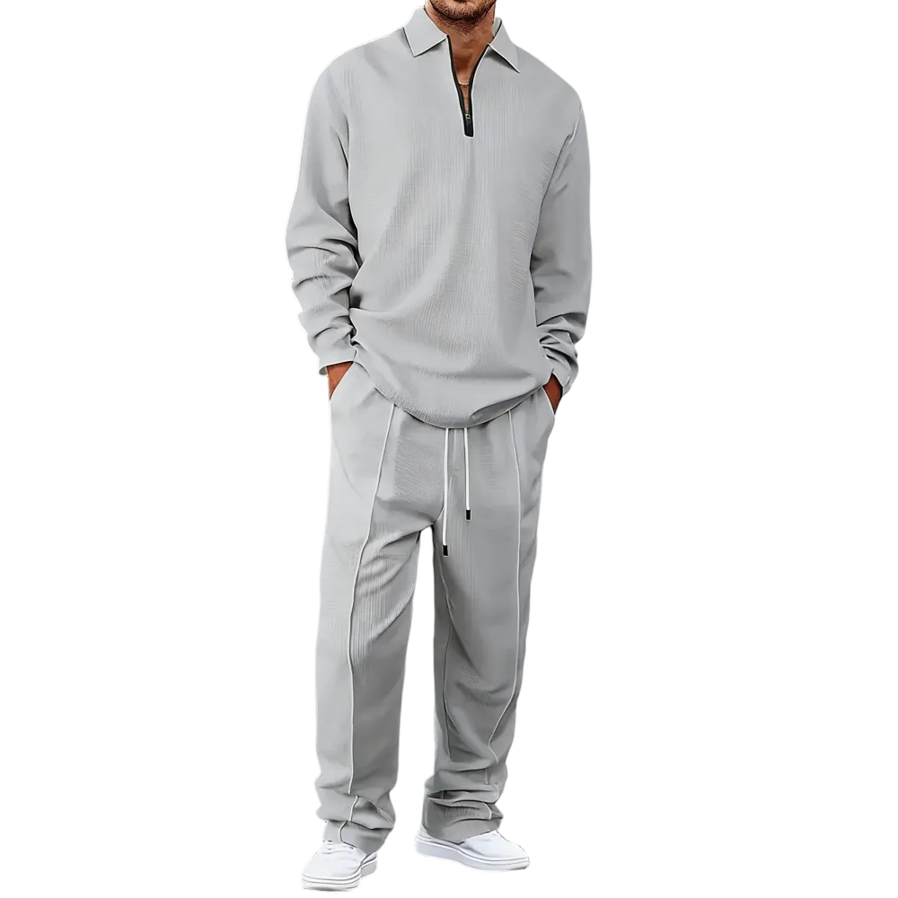 Men's solid color checkered casual suit