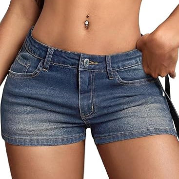 AHDATRIADIA High Stretchy Low Rise Jean Shorts for Women, Y2K Mini Denim Shorts Sexy Summer