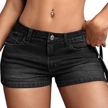 AHDATRIADIA High Stretchy Low Rise Jean Shorts for Women, Y2K Mini Denim Shorts Sexy Summer
