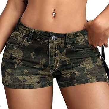 AHDATRIADIA High Stretchy Low Rise Jean Shorts for Women, Y2K Mini Denim Shorts Sexy Summer