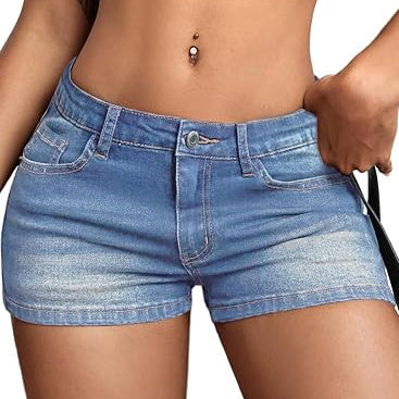 AHDATRIADIA High Stretchy Low Rise Jean Shorts for Women, Y2K Mini Denim Shorts Sexy Summer
