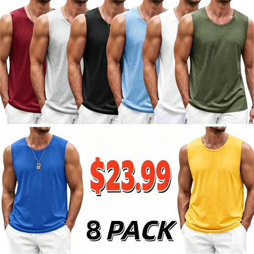 🔥8 Gym Muscle Shirts for Only $23.99🔥Men's Workout Tank Top Casual Soft Sleeveless Gym Muscle Shirts Bodybuilding Tee